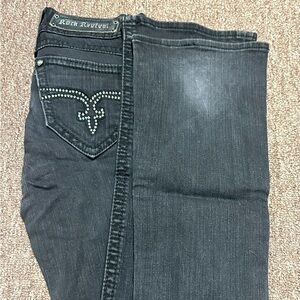 Rock Revival Black Boot Cut Jeans with Decorative Stitching